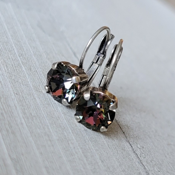 Austrian Crystal Earrings in Antique Silver - Picture 6 of 9